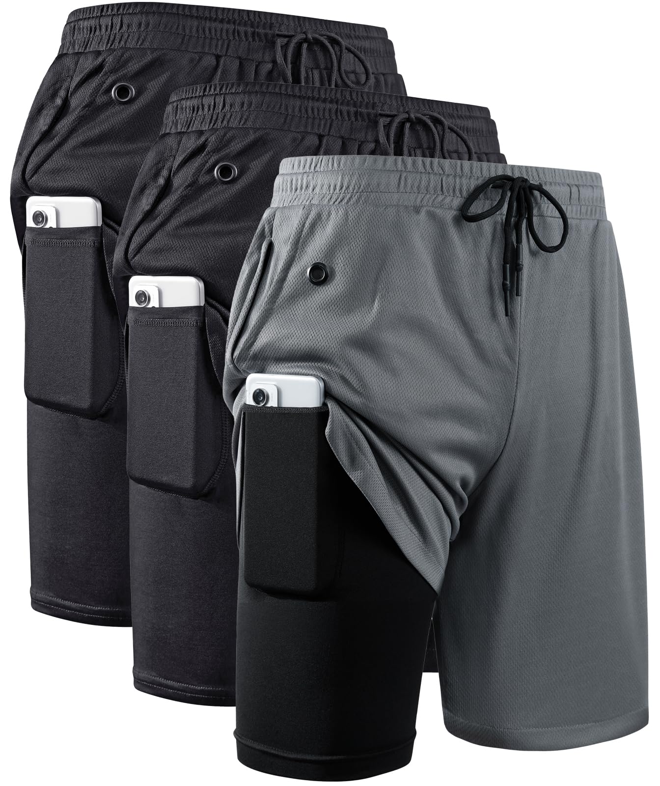 Men's 2-in-1 Running Shorts with Compression Liner for Training