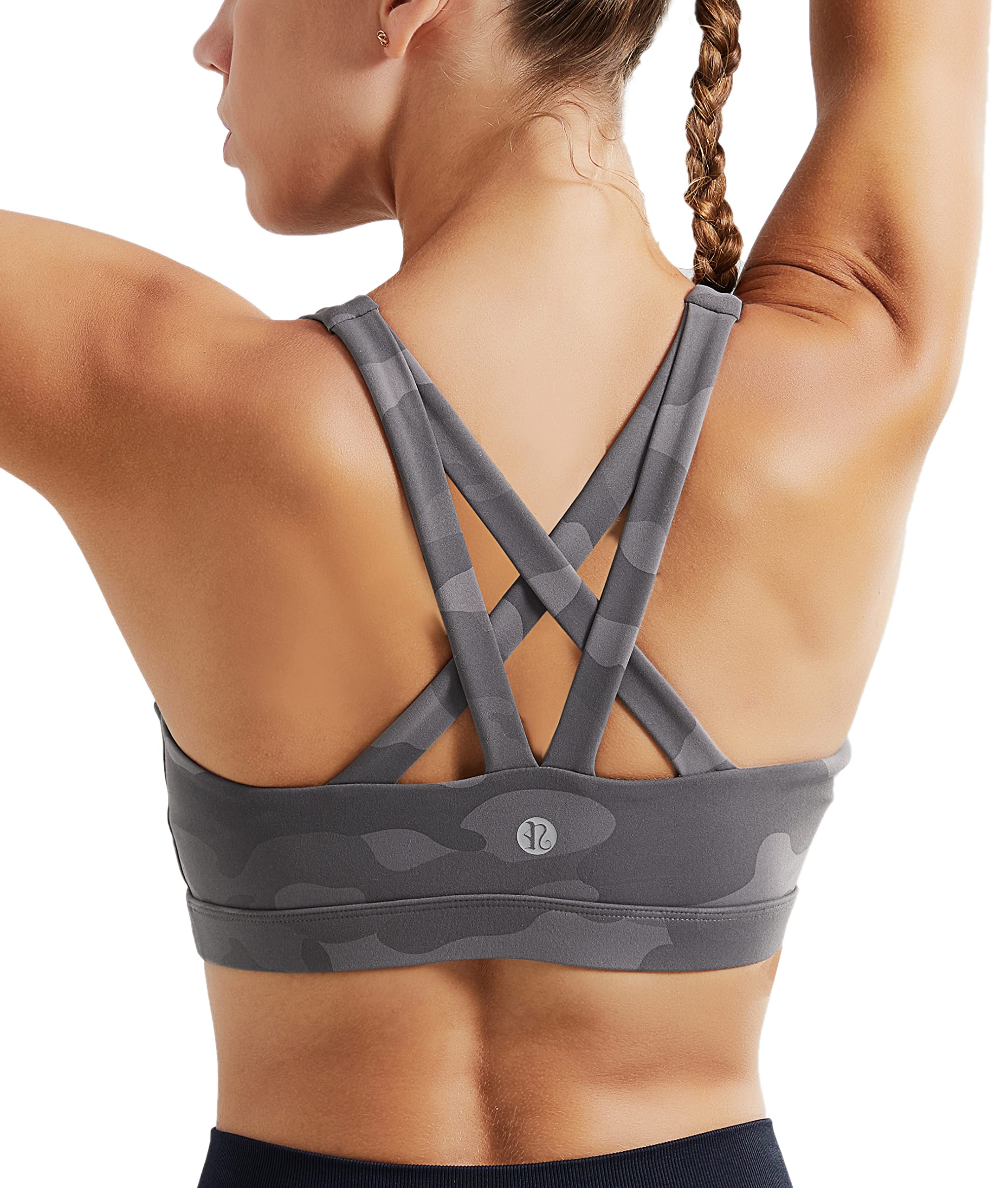 RUNNING GIRL Sports Bras for Women,Padded Strappy Sports Bras Criss-Cross Back Medium Support Sports Bras with Removable Cups