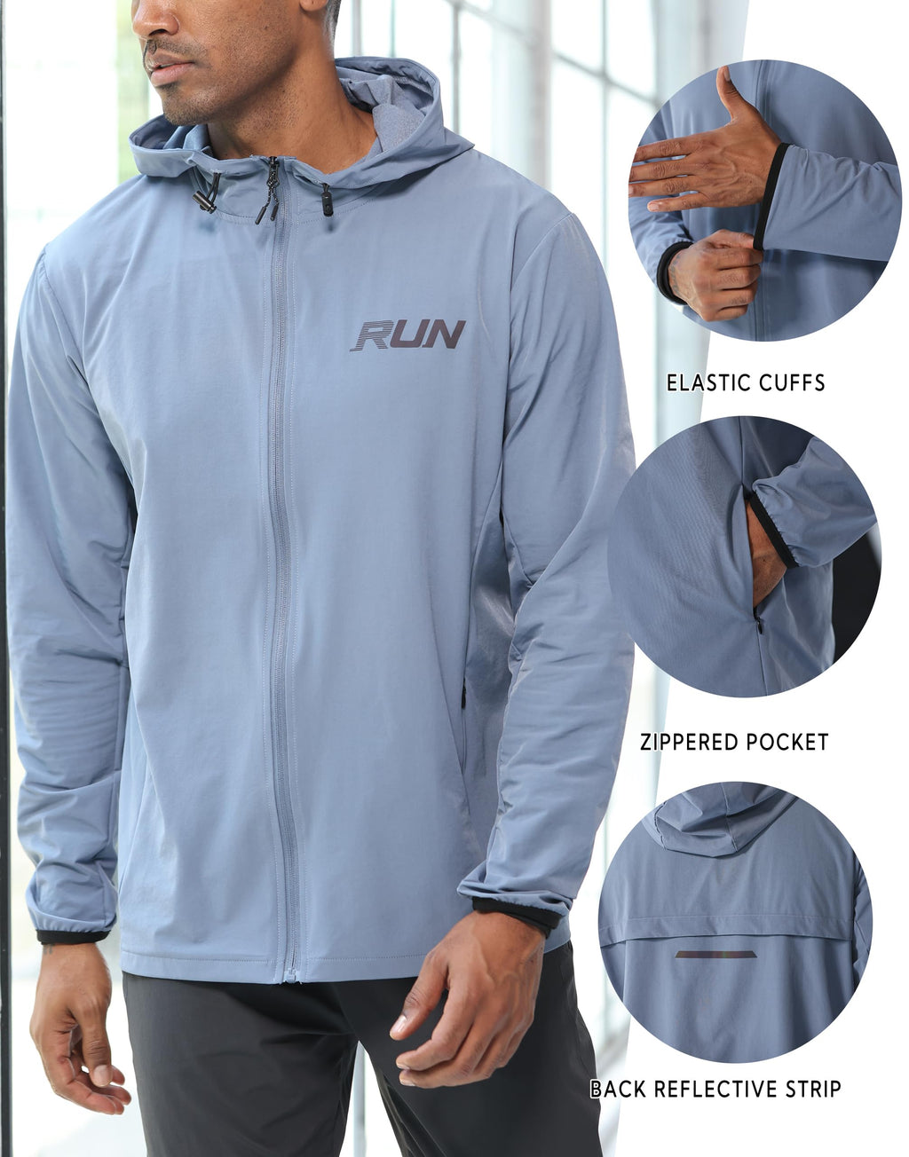 RPOVIG Men's Tracksuit Sweatsuits 3 Piece Windproof Jacket Long-Sleeve T-Shirts Pants Athletic Hiking Camping Jogger Outfits