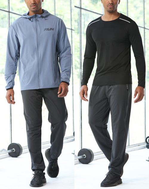 Men's 3-Piece Tracksuit Set with Windproof Jacket, Top & Jogger Pants