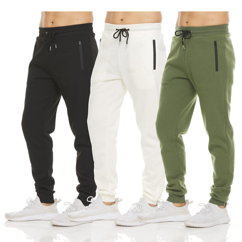 Men's Fleece Jogger Sweatpants with Zipper Pockets for Training