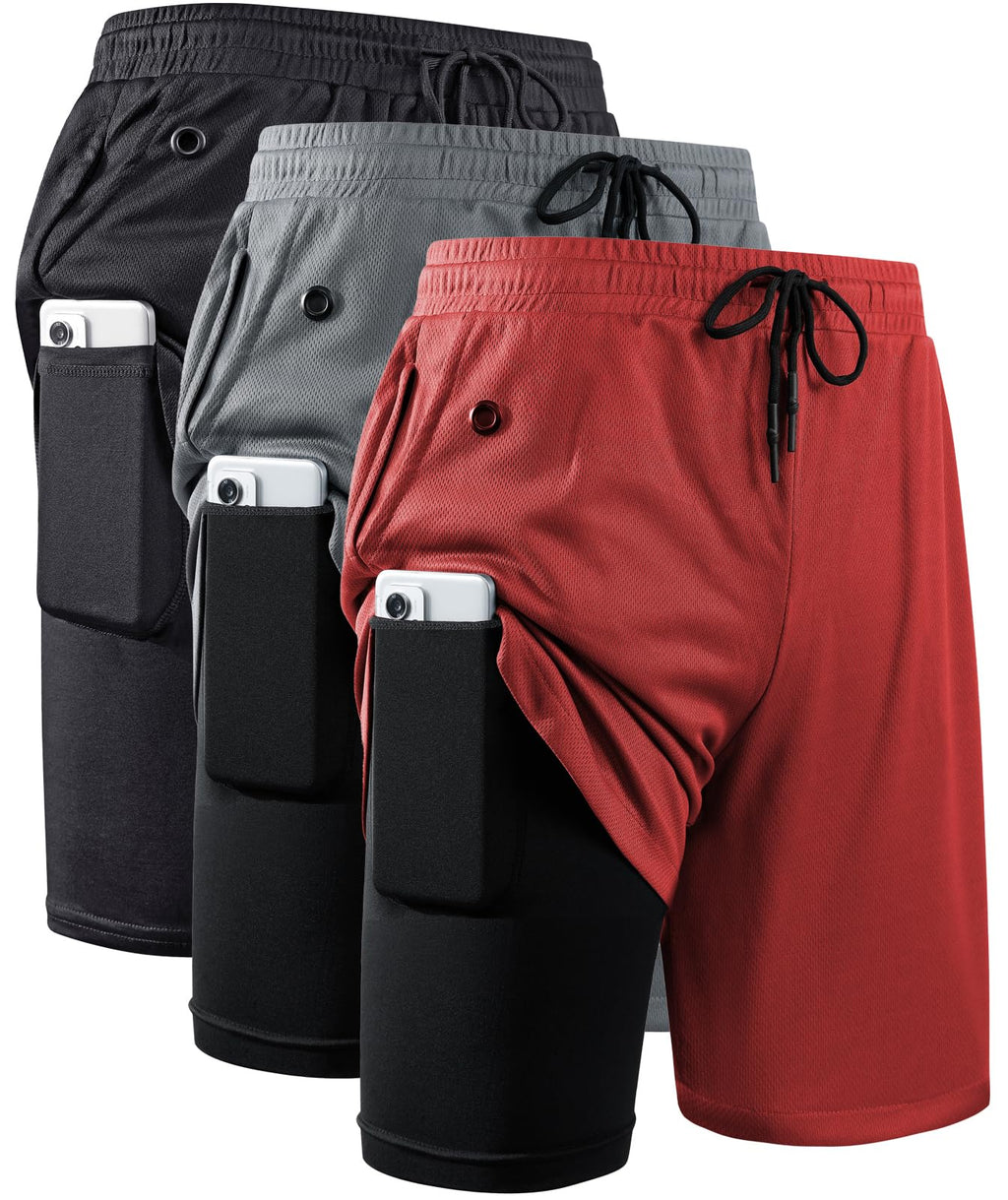Men's 2-in-1 Running Shorts with Compression Liner for Training