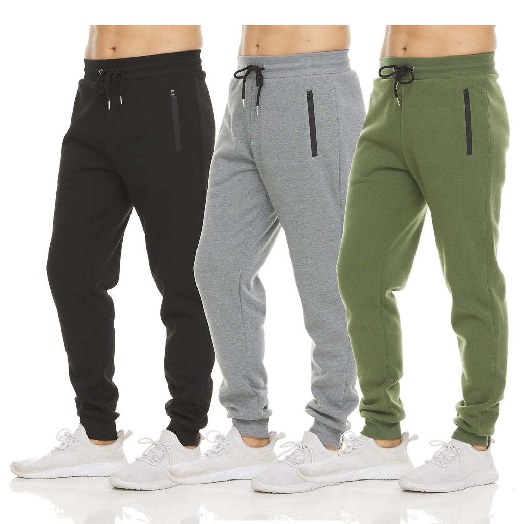 Men's Fleece Jogger Sweatpants with Zipper Pockets for Training