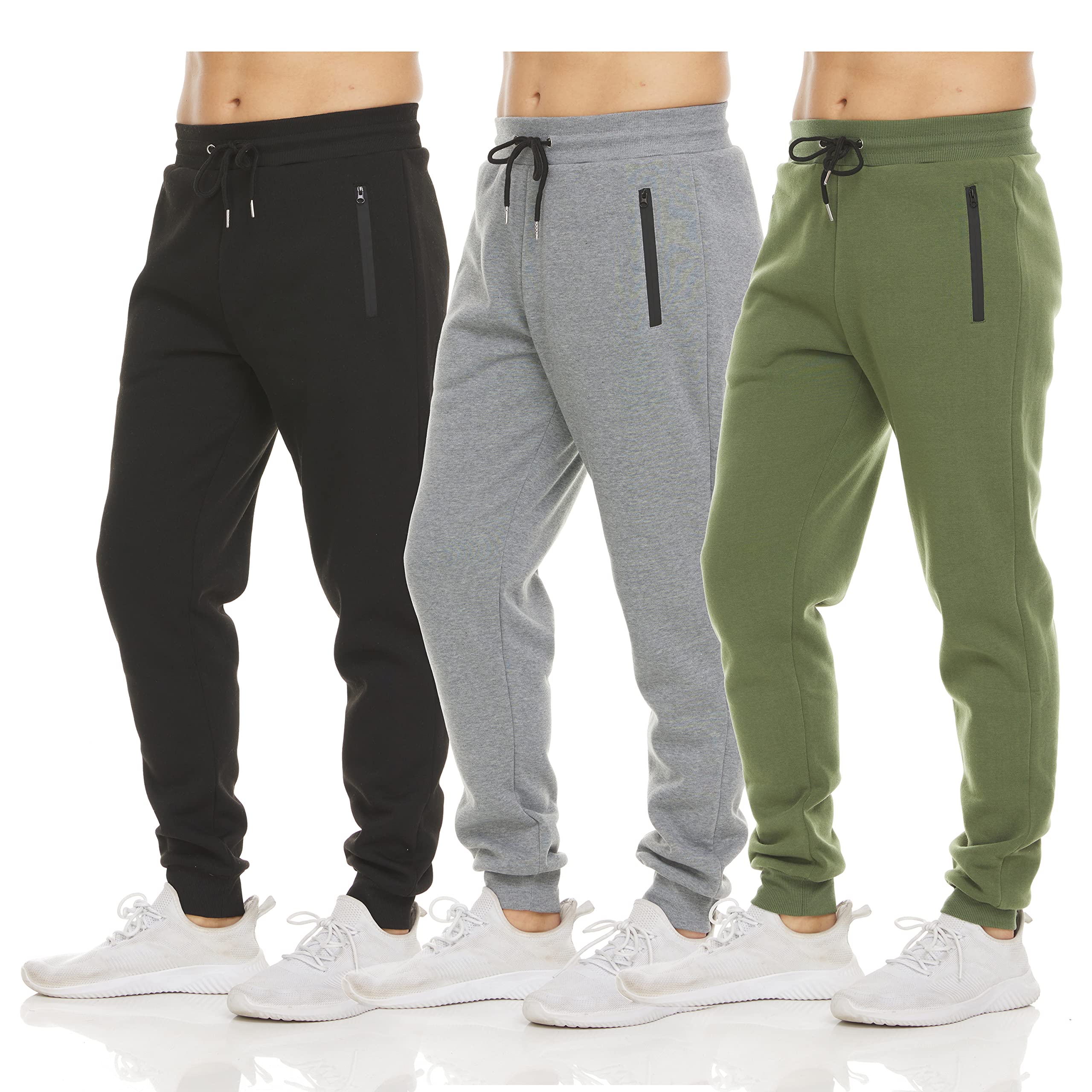 Men's Fleece Jogger Sweatpants with Zipper Pockets for Training
