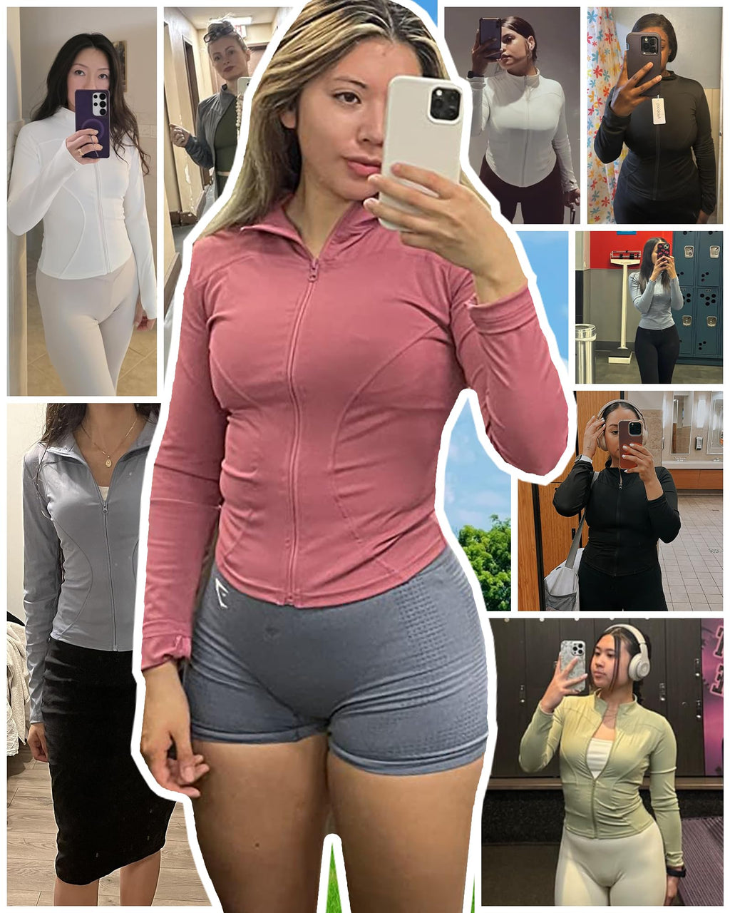 Locachy Women's Lightweight Stretchy Workout Full Zip Running Track Jacket with Thumb Holes