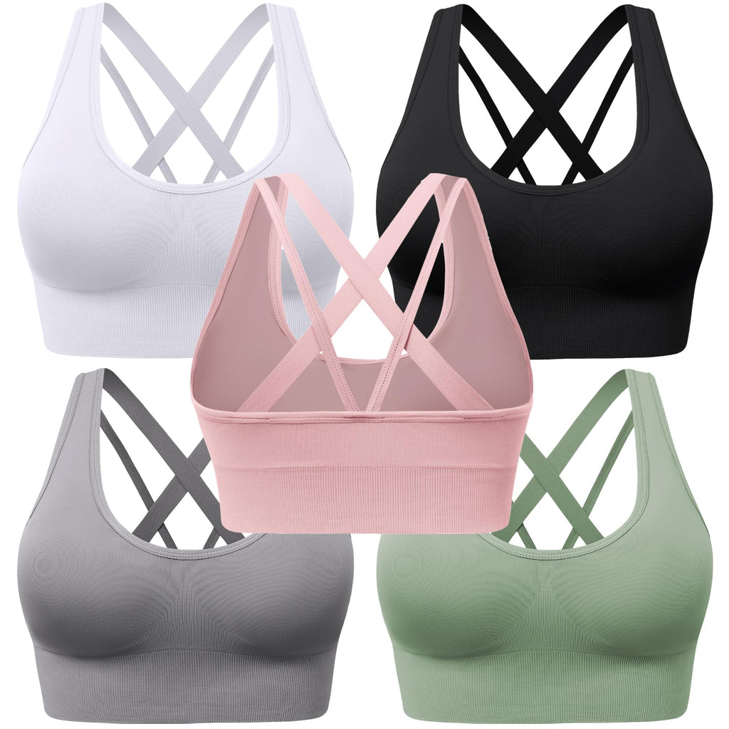 Women's Seamless Crisscross Sports Bra with Medium Support & Padding
