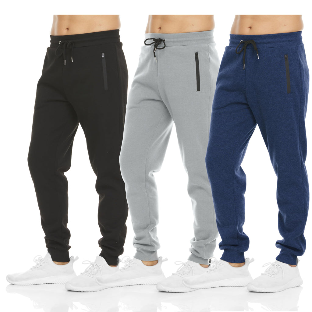 Men's Fleece Jogger Sweatpants with Zipper Pockets for Training
