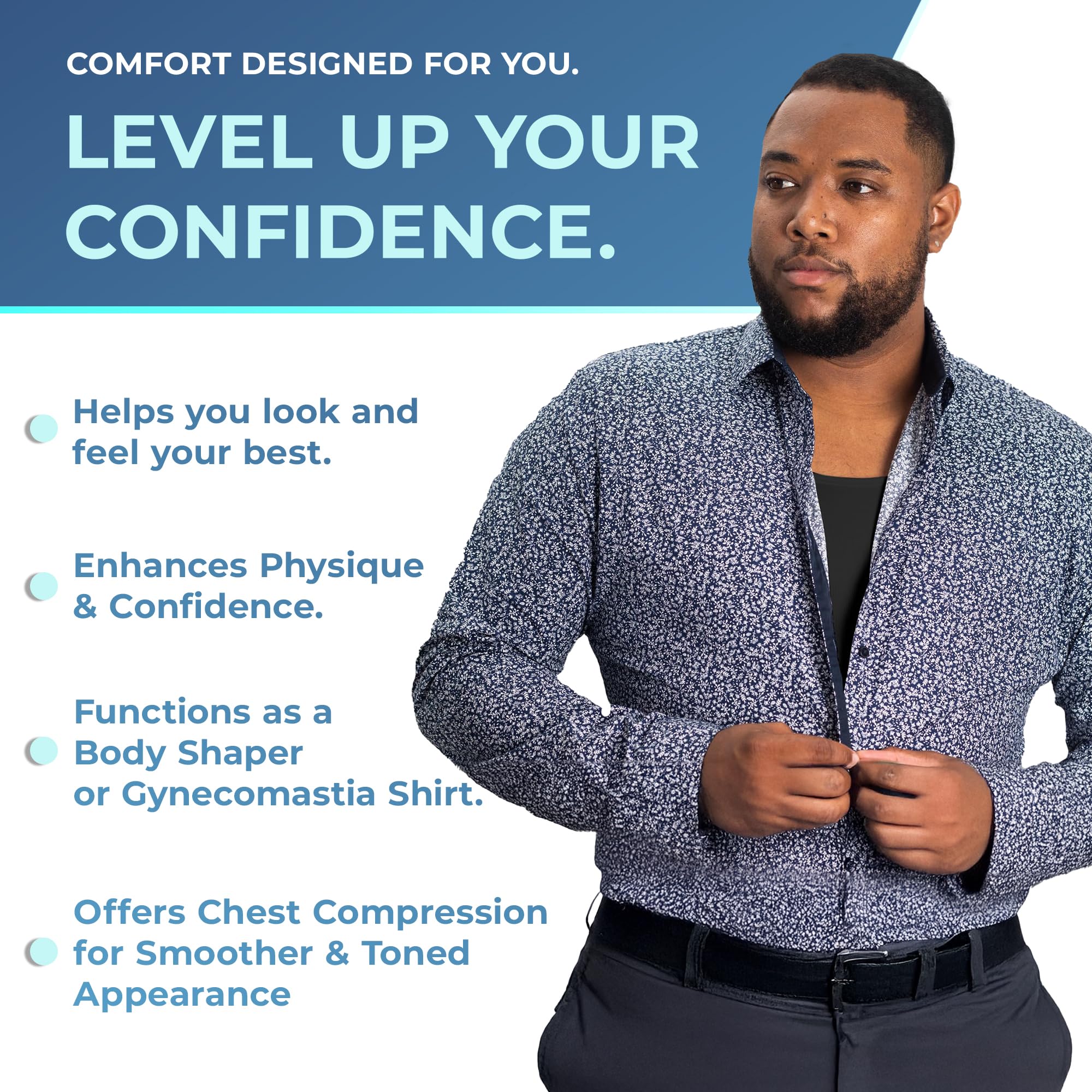 QORE LOGIQ Gynecomastia Compression Shirts for Men - Sleeveless Slimming Undershirts Tummy Control and Body Shaper Tank Top