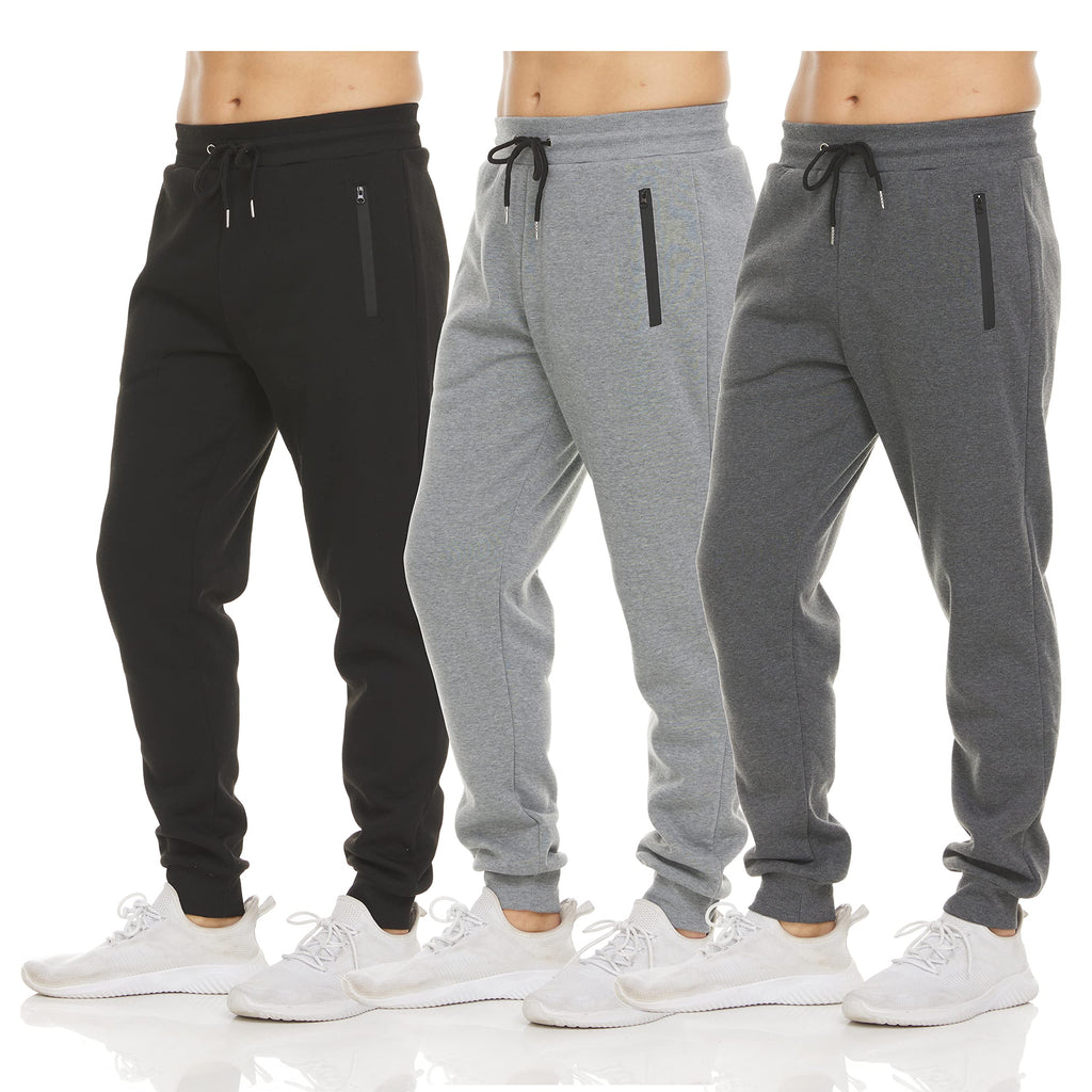 Men's Fleece Jogger Sweatpants with Zipper Pockets for Training