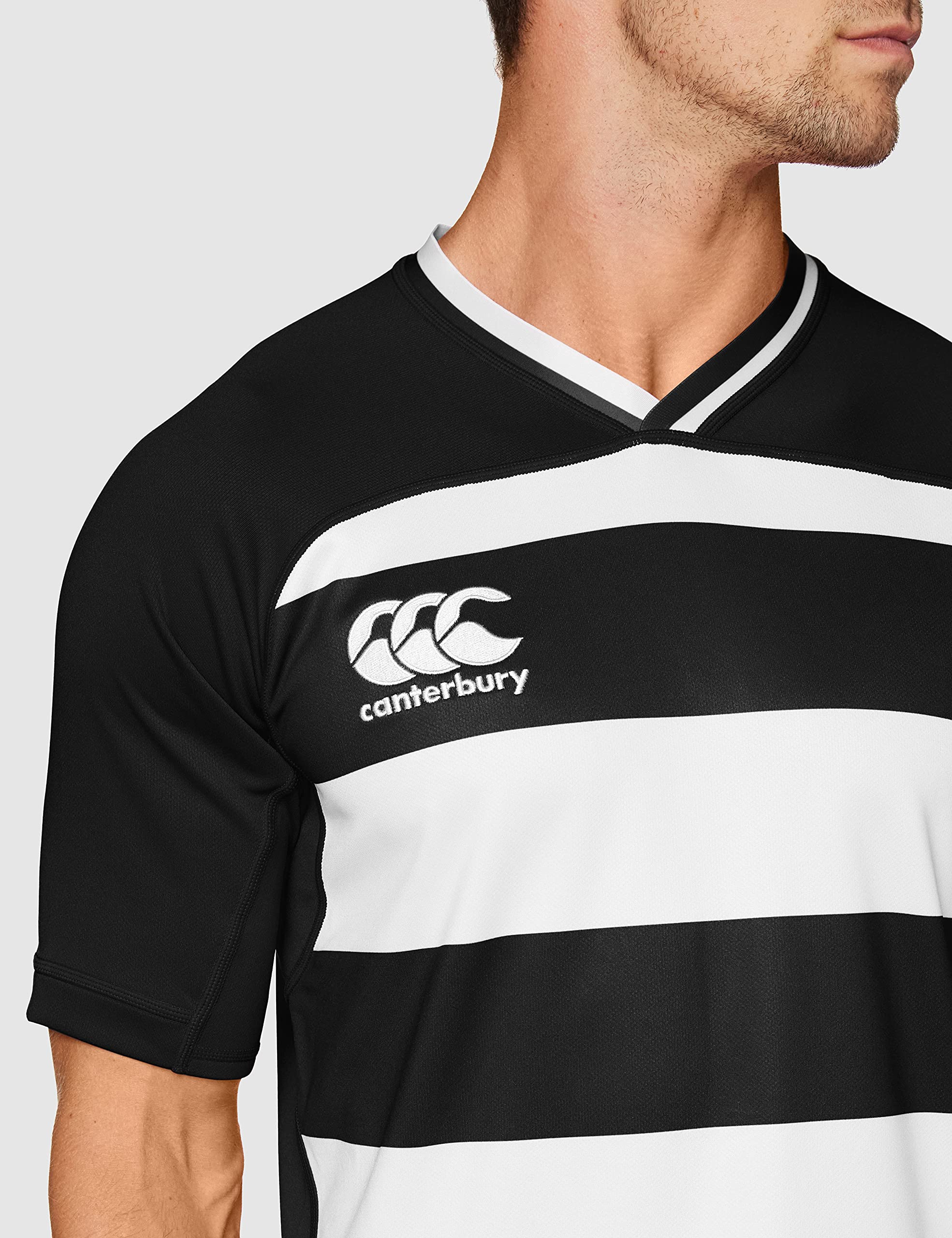 Canterbury Mens Hoop Evader Performance T-Shirt Crew Neck Black/White Small